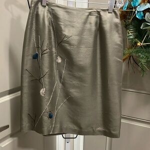 Alfani Olive Embroidered Midi Skirt
